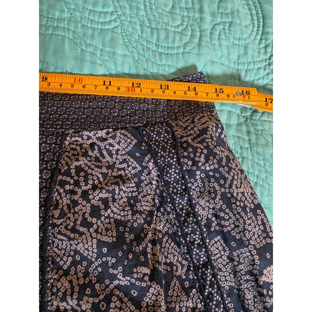 Esprit Navy Blue Beige Mandala Geometric Print Cotton A-Line Skirt Sz 6 VTG Y2K - Picture 8 of 9